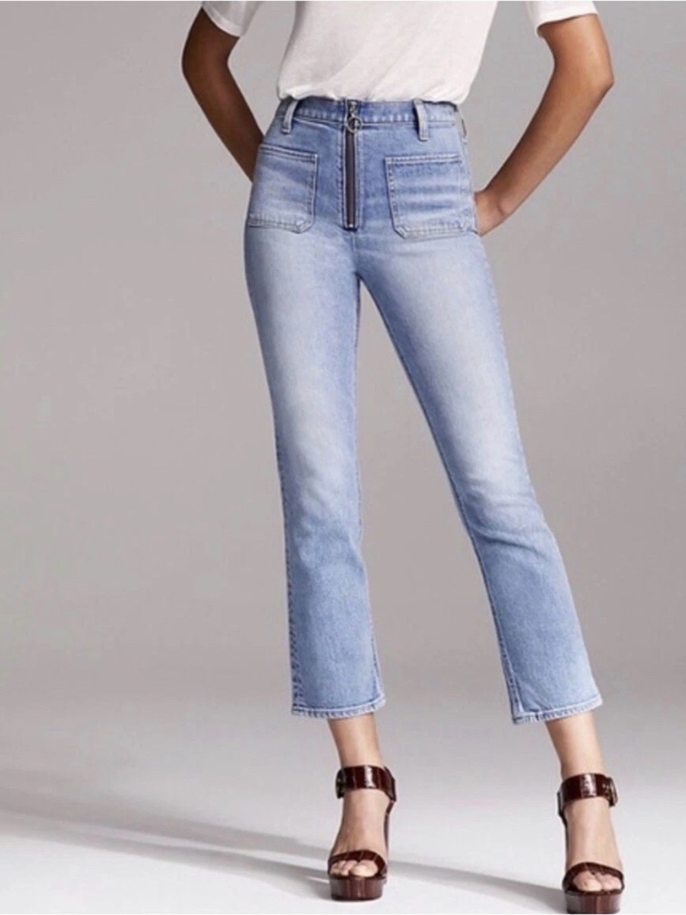 Denim Forum The Just Peachy Straight High Rise Organic cotton Jeans - Front Zip